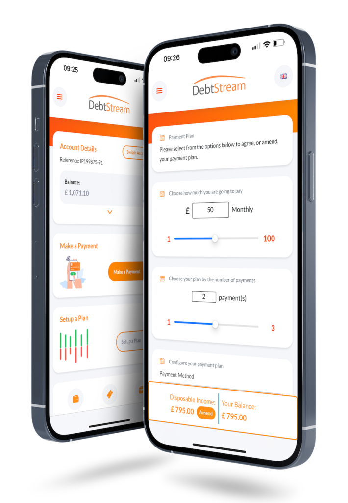 debtstream self service platform two screen